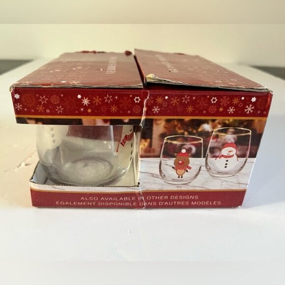Set of 4 Christmas Glass Tumblers - Snowman Design, Gold Rim - Picture 5 of 12
